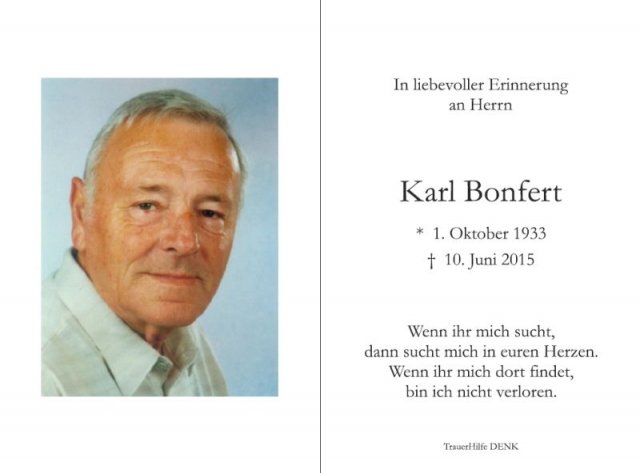 Bonfert Karl 1933-2015 Todesanzeige
